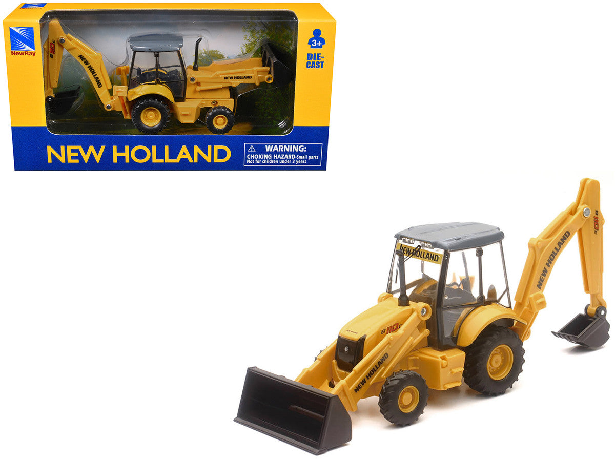 New Holland B110C Backhoe Loader Yellow Diecast Model by New Ray LuxuryLifeWay Online Store