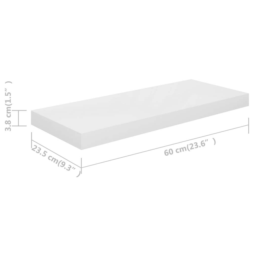 Floating Wall Shelf High Gloss White 23.6"x9.3"x1.5" MDF LuxuryLifeWay Online Store