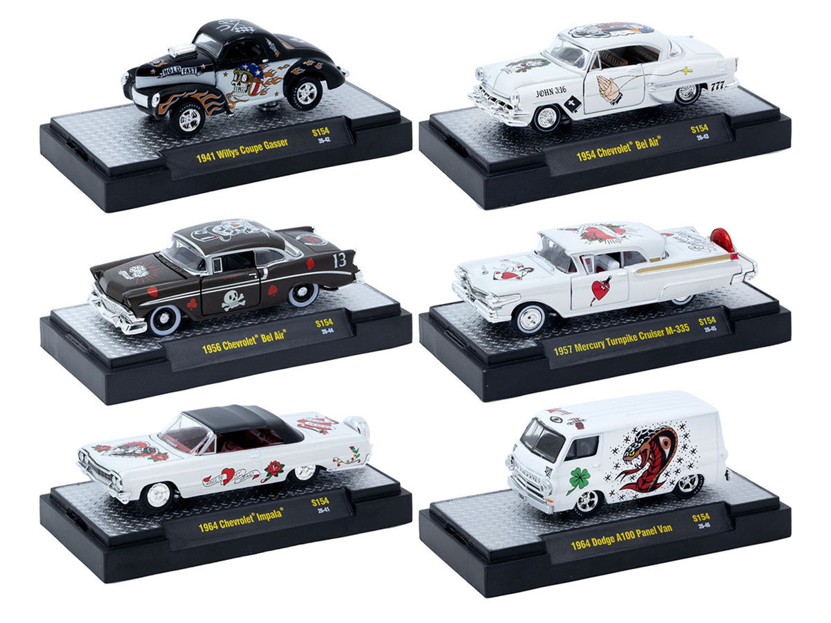 "Auto-Thentics" 6 piece Set Release S154 IN DISPLAY CASES Limited Edition 1/64 Diecast Model Cars by M2 Machines LuxuryLifeWay Online Store