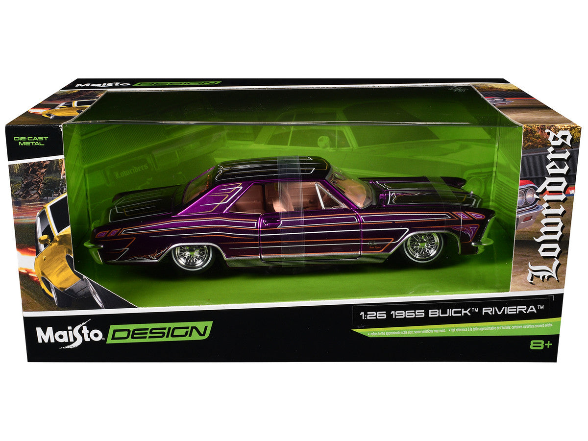 1965 Buick Riviera Lowrider Purple Metallic with Graphics "Lowriders" Series 1/26 Diecast Model Car by Maisto LuxuryLifeWay Online Store