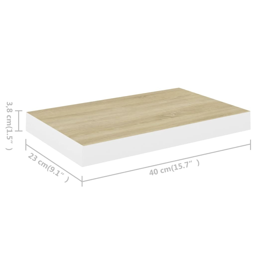 Floating Wall Shelves 2 pcs Oak and White 15.7"x9.1"x1.5" MDF LuxuryLifeWay Online Store