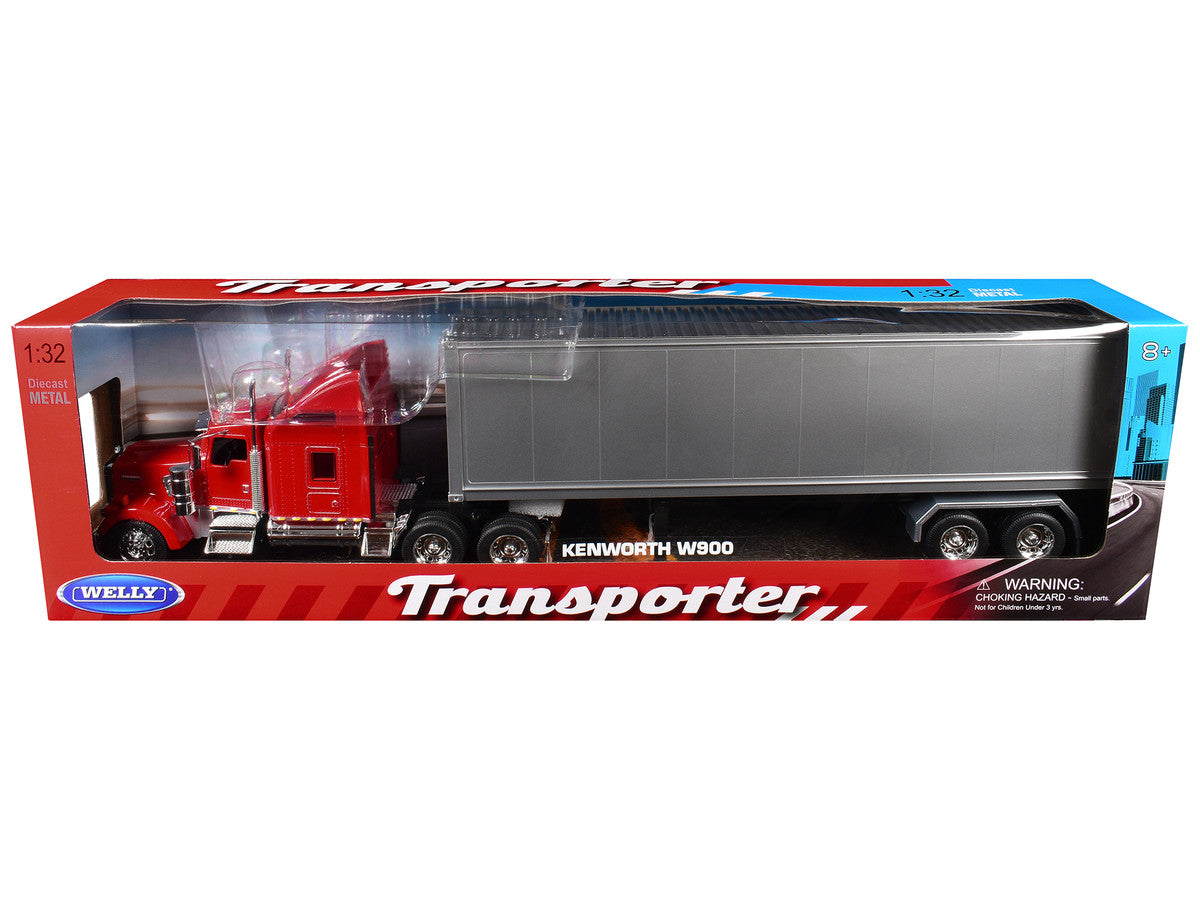 Kenworth W900 Truck Red with Gray Container 1/32 Diecast Model by Welly LuxuryLifeWay Online Store