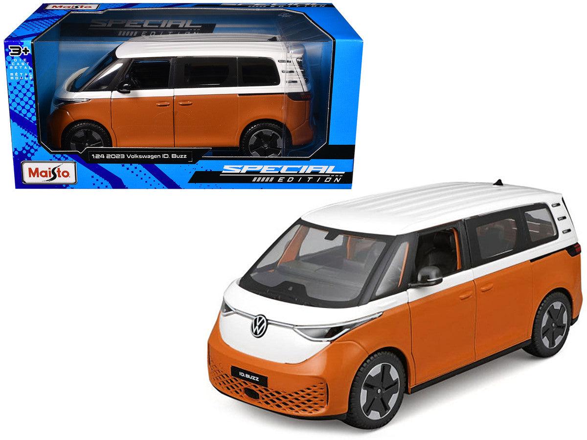 2023 Volkswagen ID. Buzz Van Orange and White "Special Edition" Series 1/24 Diecast Model Car by Maisto LuxuryLifeWay Online Store
