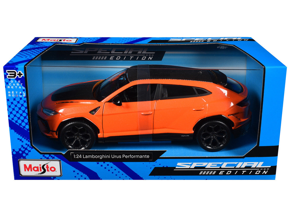 Lamborghini Urus Performante Orange Metallic with Carbon Hood and Top "Special Edition" Series 1/24 Diecast Model Car by Maisto LuxuryLifeWay Online Store