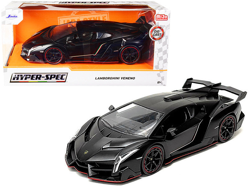 Lamborghini Veneno Matt Black "Hyper-Spec" Series 1/24 Diecast Model Car by Jada LuxuryLifeWay Online Store