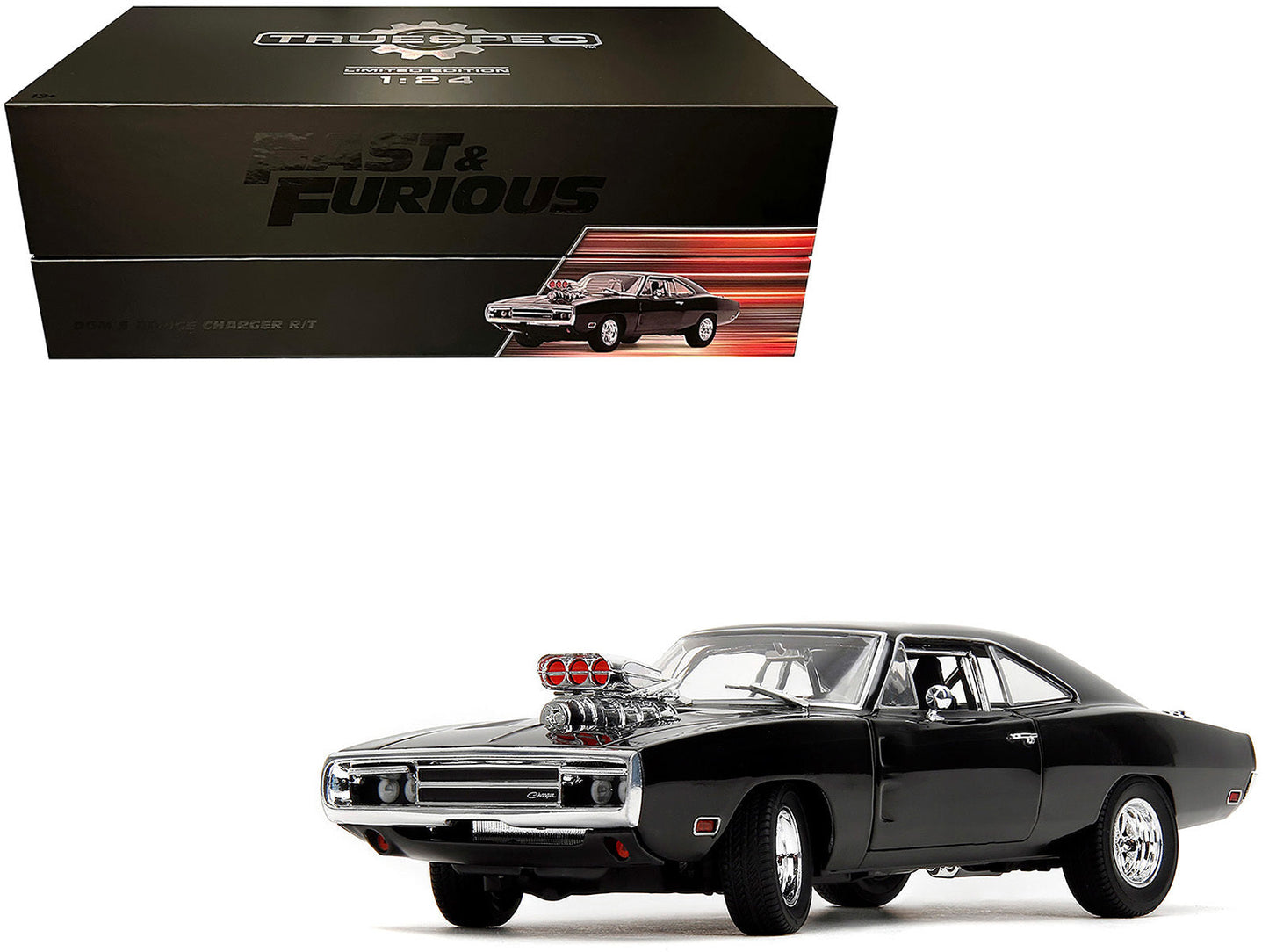 Dom's Dodge Charger R/T Black "Fast & Furious" (2009) Movie "TrueSpec" Series 1/24 Diecast Model Car by Jada LuxuryLifeWay Online Store