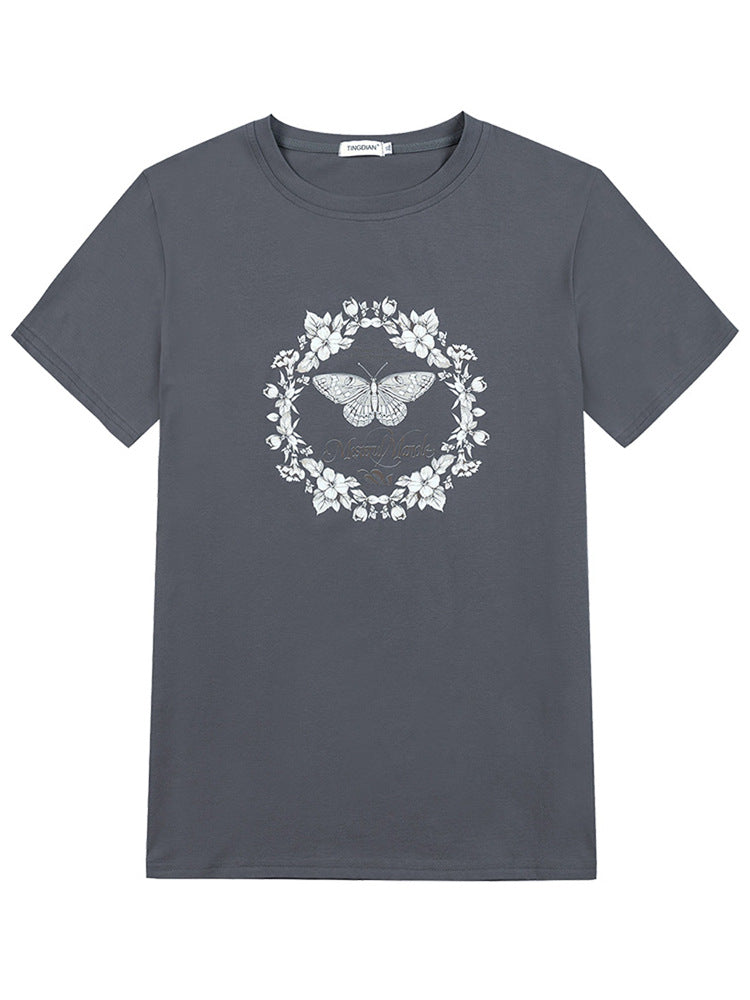 Bee Graphic Round Neck Short Sleeve T-Shirt Pi-Mart