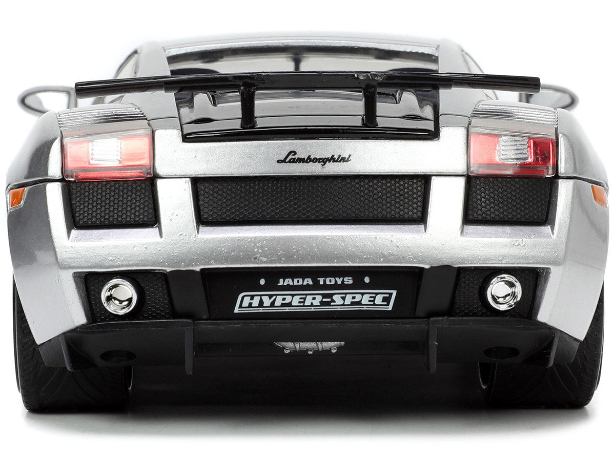 Lamborghini Gallardo Superleggera Silver Metallic with Yellow Stripes "Hyper-Spec" Series 1/24 Diecast Model Car by Jada LuxuryLifeWay Online Store