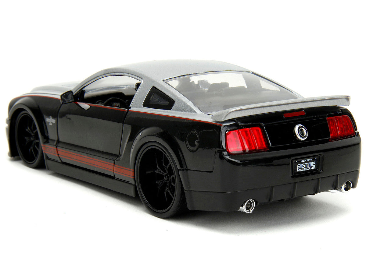 2008 Ford Shelby Mustang GT-500KR Silver and Black with Red Stripes "Bigtime Muscle" Series 1/24 Diecast Model Car by Jada LuxuryLifeWay Online Store