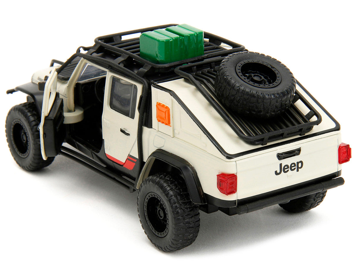 Jeep Gladiator Pickup Truck with Equipment Shell Beige with Graphics "Biosyn Genetics" "Jurassic World Dominion" (2022) Movie "Hollywood Rides" Series 1/32 Diecast Model Car by Jada LuxuryLifeWay Online Store