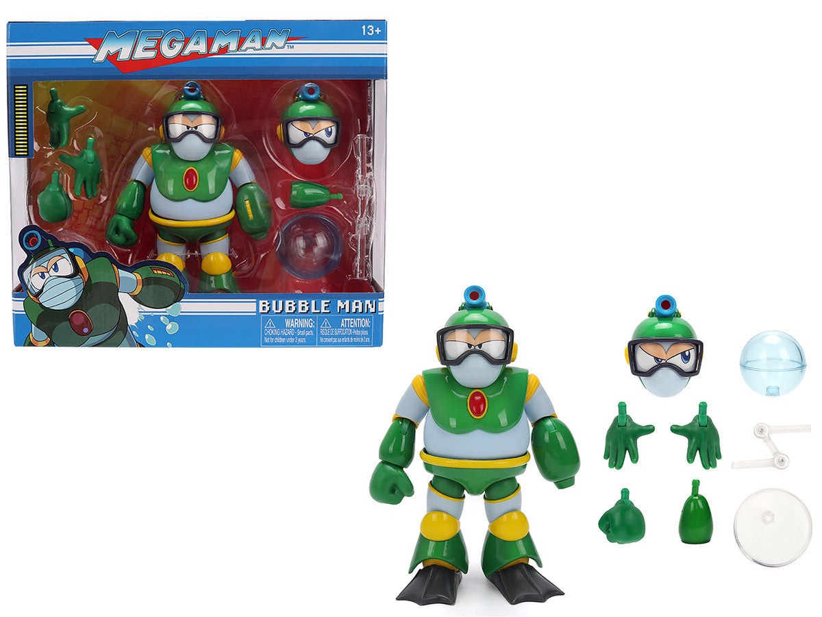 Bubble Man 5" Moveable Figure (Deluxe Version) with Accessories and Alternate Head and Hands "Mega Man" (1987) Video Game Model by Jada LuxuryLifeWay Online Store