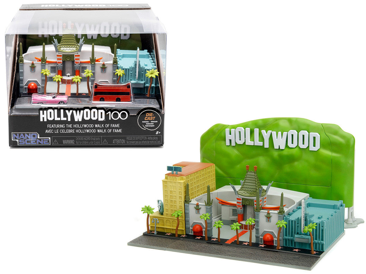 "Hollywood 100" Walk of Fame Diorama with Pink Convertible and Double-Decker Bus "Nano Scene" Series model by Jada LuxuryLifeWay Online Store