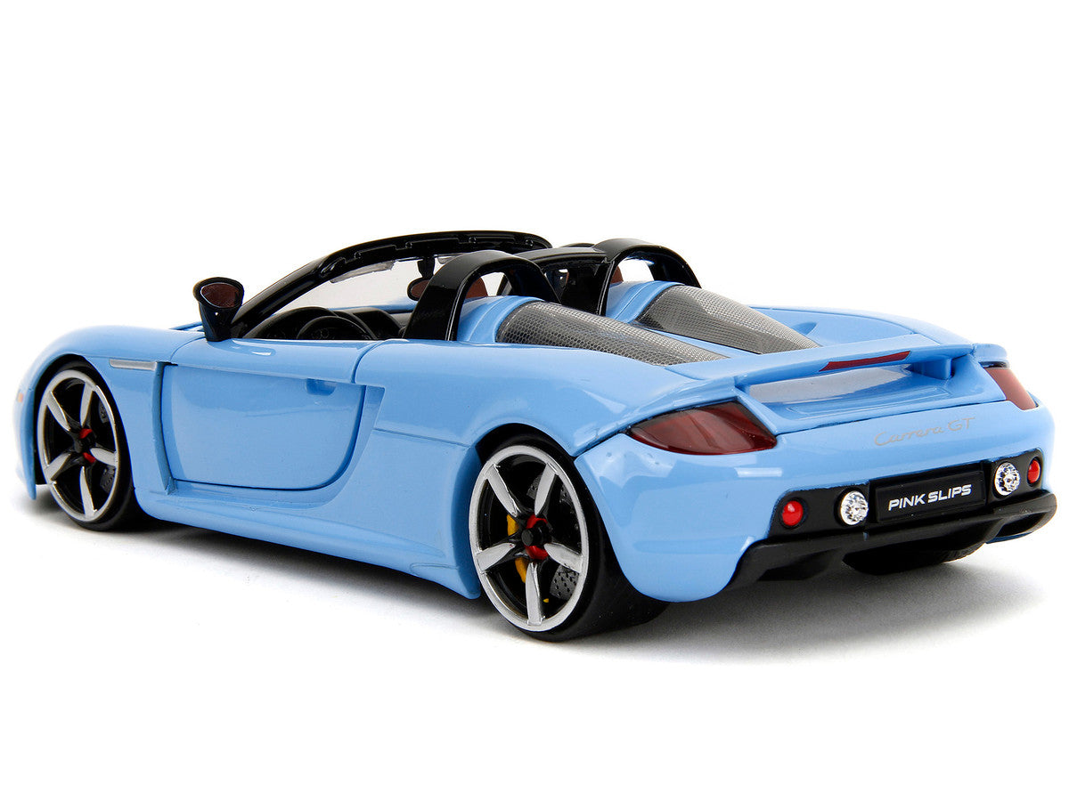 Porsche Carrera GT Convertible Blue with Black Stripes "Pink Slips" Series 1/24 Diecast Model Car by Jada LuxuryLifeWay Online Store