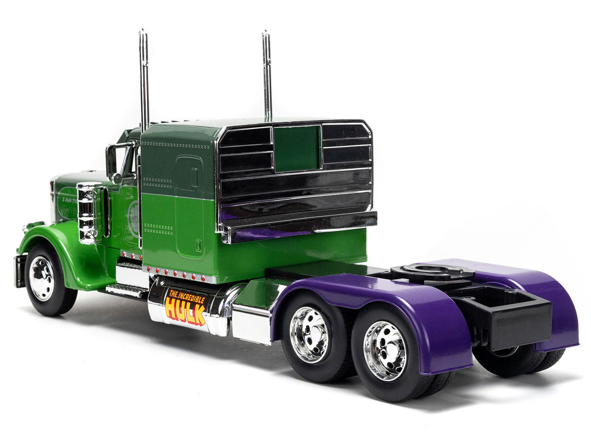 1992 Peterbilt 379 Truck Tractor Green Two-Tone and Purple "The Incredible Hulk" "Marvel Avengers" Series Diecast Model by Jada LuxuryLifeWay Online Store