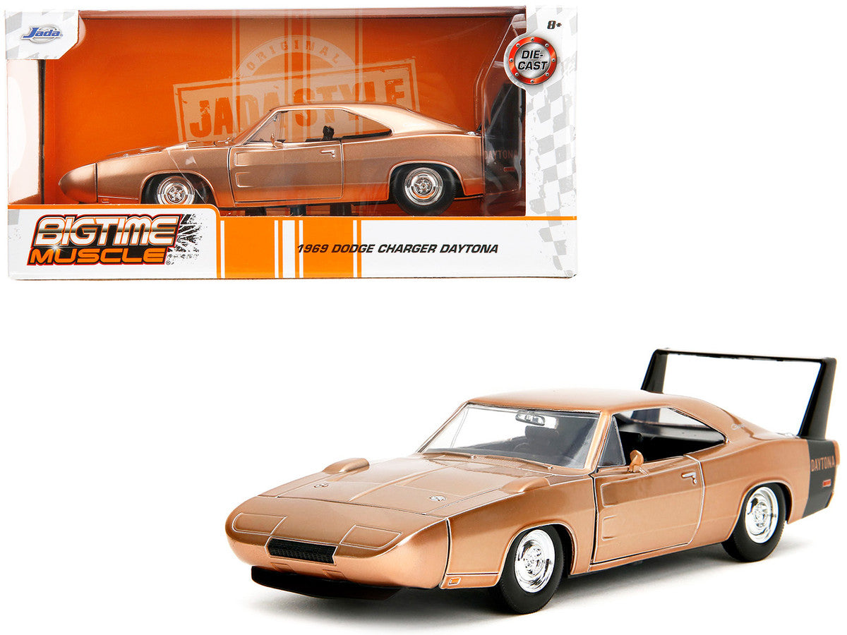 1969 Dodge Charger Daytona Bronze Metallic with Black Tail Stripe "Bigtime Muscle" Series 1/24 Diecast Model Car by Jada LuxuryLifeWay Online Store