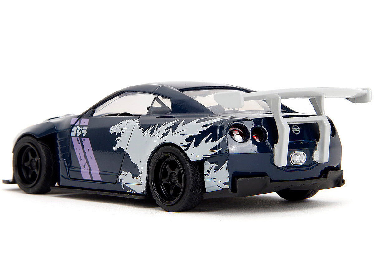 2009 Nissan GT-R (R35) Ben Sopra Dark Blue with Graphics "Godzilla" "Hollywood Rides" Series 1/32 Diecast Model Car by Jada LuxuryLifeWay Online Store