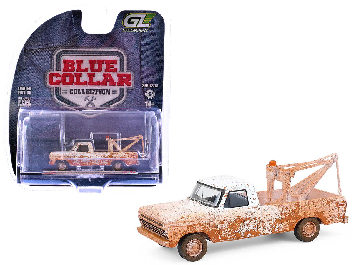 1973 Ford F-100 Tow Truck White (Weathered) "Blue Collar Collection" Series 14 1/64 Diecast Model Car by Greenlight LuxuryLifeWay Online Store