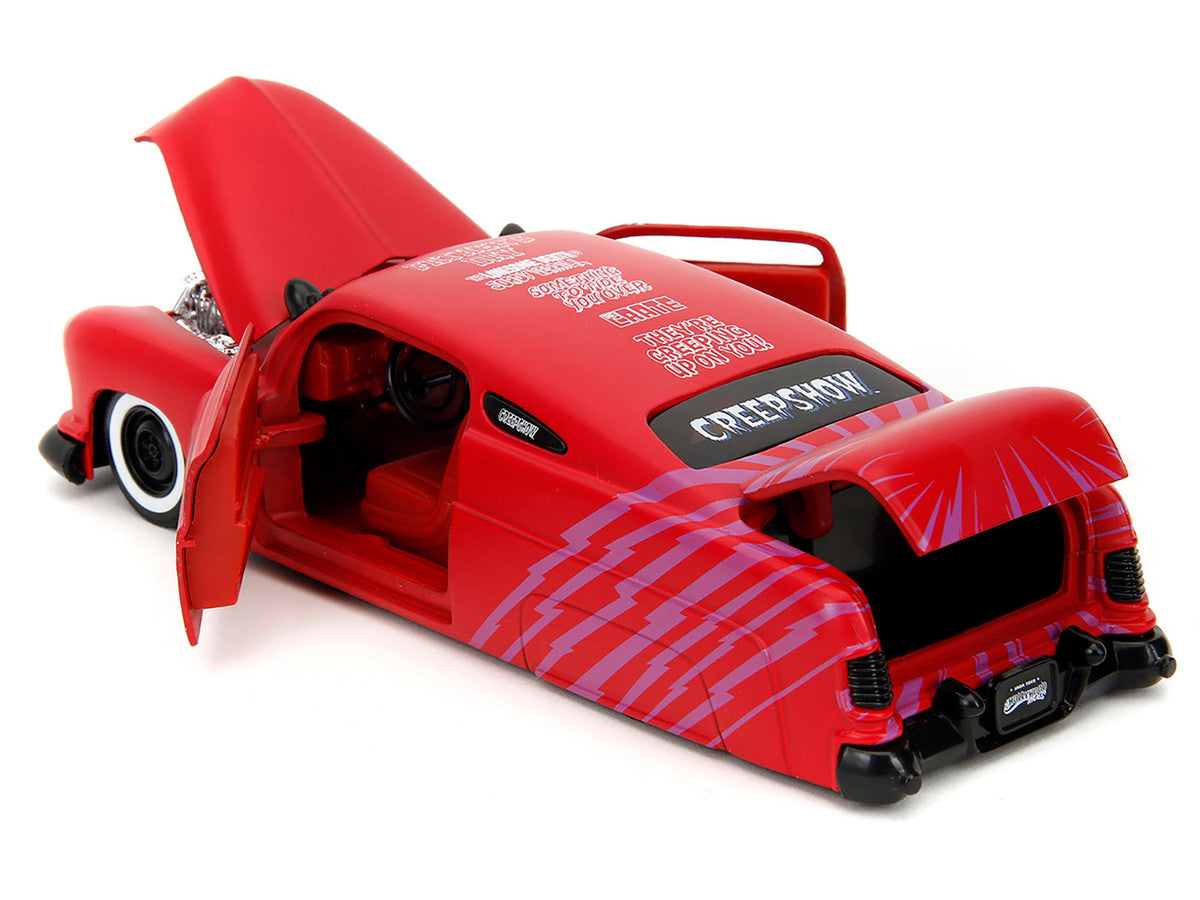 1951 Mercury Matt Red with Purple Stripes and Creep Diecast Figure "Creepshow" (1982) Movie "Hollywood Rides" Series 1/24 Diecast Model Car by Jada LuxuryLifeWay Online Store