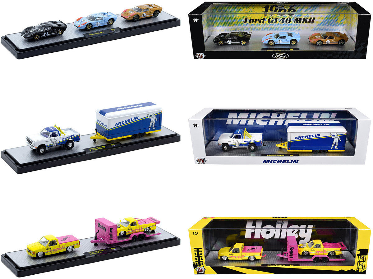 Auto Haulers Set of 3 Trucks Release 98 Limited Edition to 9400 pieces Worldwide 1/64 Diecast Model by M2 Machines LuxuryLifeWay Online Store