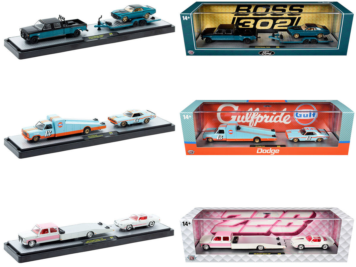 Auto Haulers Set of 3 Trucks Release 99 Limited Edition to 7600 pieces Worldwide 1/64 Diecast Models by M2 Machines LuxuryLifeWay Online Store