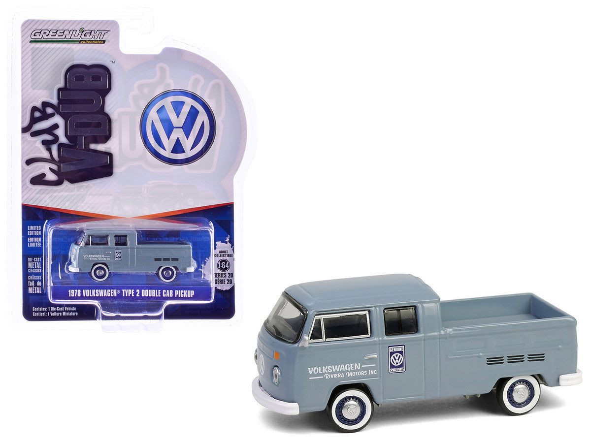 1978 Volkswagen Type 2 Double Cab Pickup Truck "Volkswagen Service" Gray "Club Vee-Dub" Series 20 1/64 Diecast Model Car by Greenlight LuxuryLifeWay Online Store
