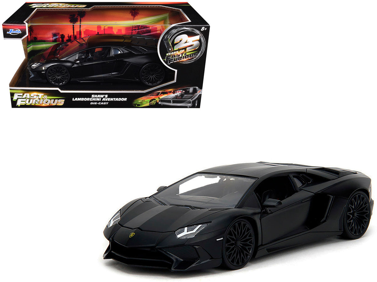 Shaw's Lamborghini Aventador Matt Black "Furious 7" (2015) Movie "Fast & Furious" Series 1/24 Diecast Car Model by Jada LuxuryLifeWay Online Store