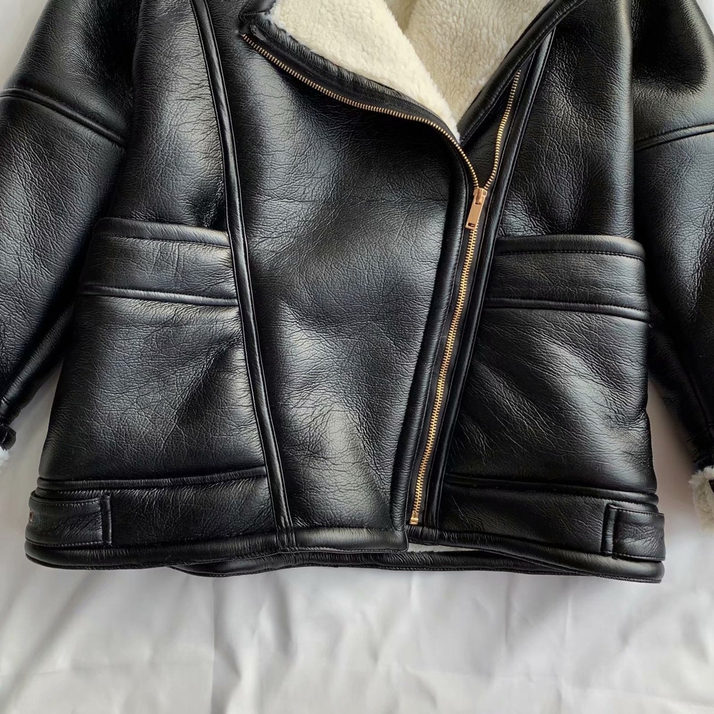 Motorcycle style lapel fur coat Best YouTube Store