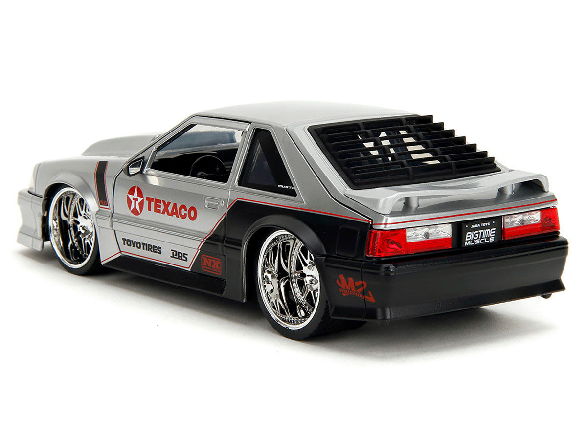 1989 Ford Mustang GT "Texaco" Silver Metallic and Matt Black "Bigtime Muscle" Series 1/24 Diecast Model Car by Jada LuxuryLifeWay Online Store