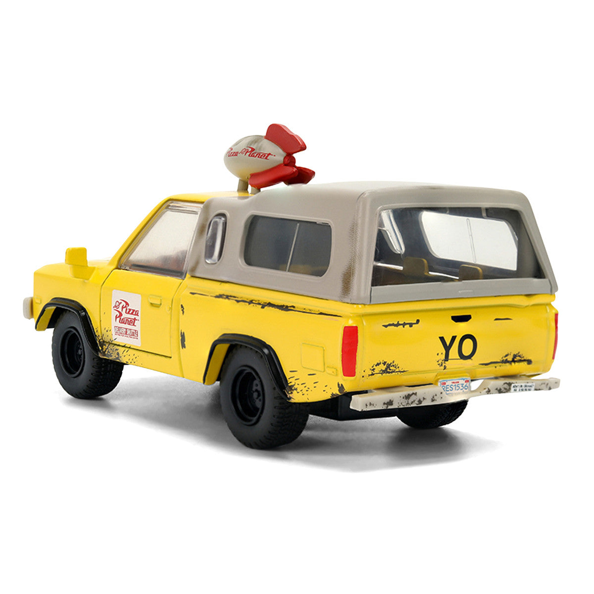 Pizza Planet Truck Yellow (Weathered) with Beige Camper "Toy Story" (1995) Movie "Hollywood Rides" Series 1/32 Diecast Model Car by Jada LuxuryLifeWay Online Store