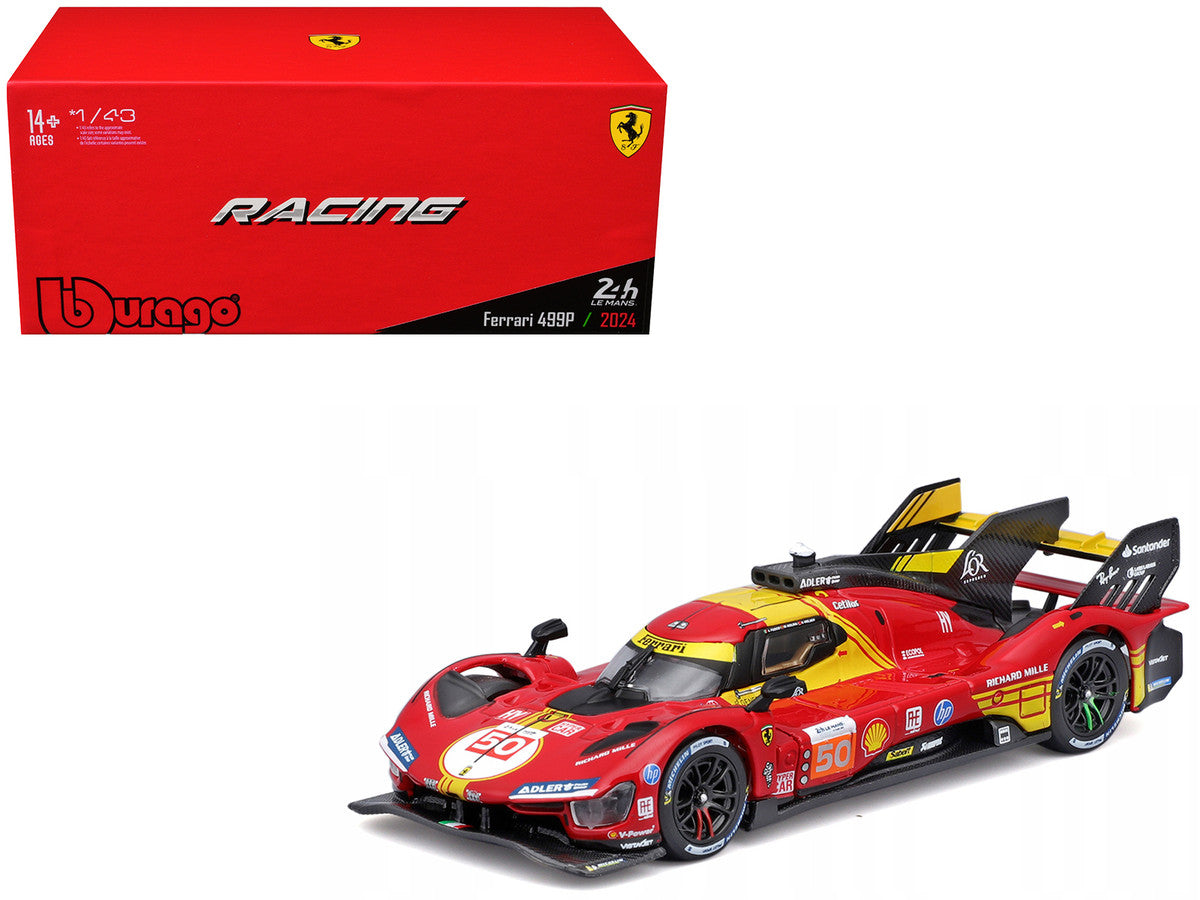Ferrari 499P #50 Antonio Fuoco - Miguel Molina - Nicklas Nielsen "Ferrari AF Corse" Winner "24 Hours of Le Mans" (2024) "Racing" Series 1/43 Diecast Model Car by Bburago LuxuryLifeWay Online Store
