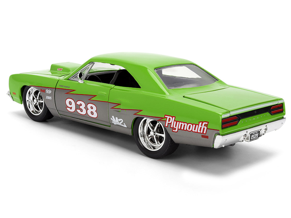 1970 Plymouth Road Runner #938 Green and Gray Metallic "Bigtime Muscle" Series 1/24 Diecast Model Car by Jada LuxuryLifeWay Online Store