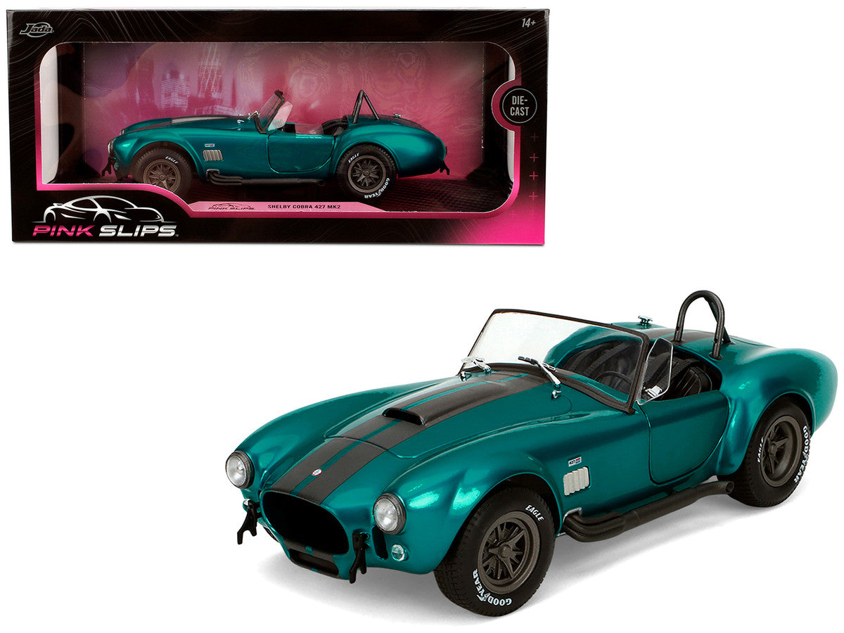 Shelby Cobra 427 MKII Teal Metallic with Gray Stripes "Pink Slips" Series 1/18 Diecast Model Car by Jada LuxuryLifeWay Online Store