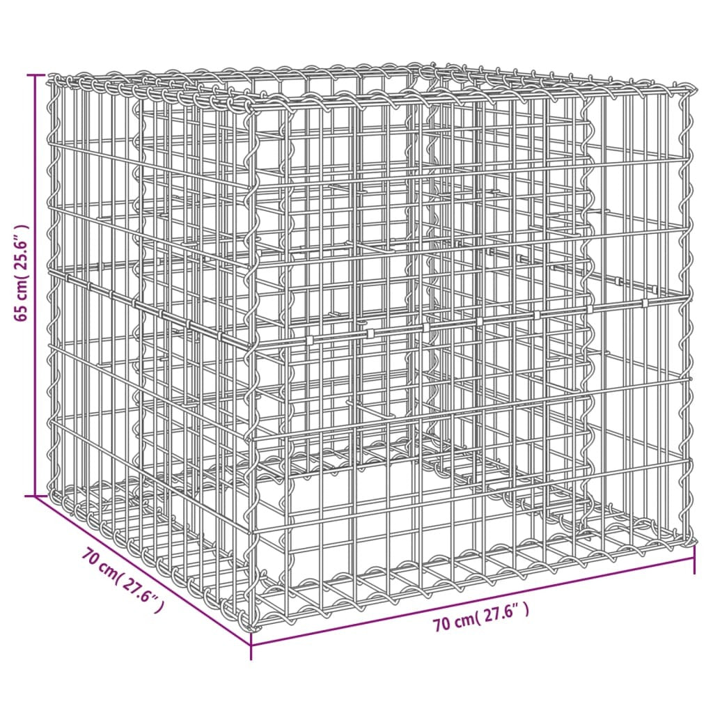 Gabion Basket Silver 27.6"x27.6"x25.6" Galvanized Iron LuxuryLifeWay Online Store