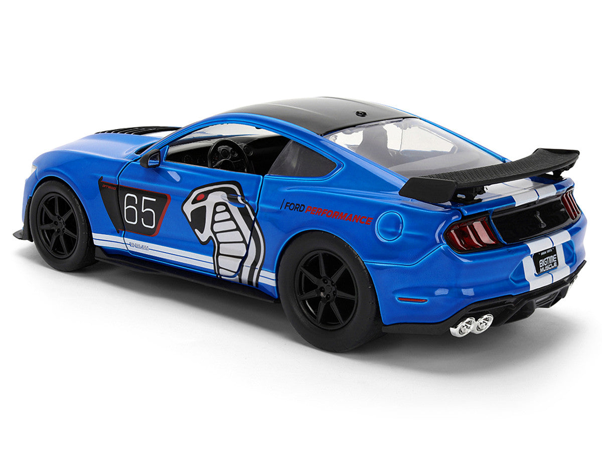 2020 Ford Mustang Shelby GT500 #65 "Ford Performance" Blue with Black Top and White Stripes "Bigtime Muscle" Series 1/24 Diecast Model Car by Jada LuxuryLifeWay Online Store