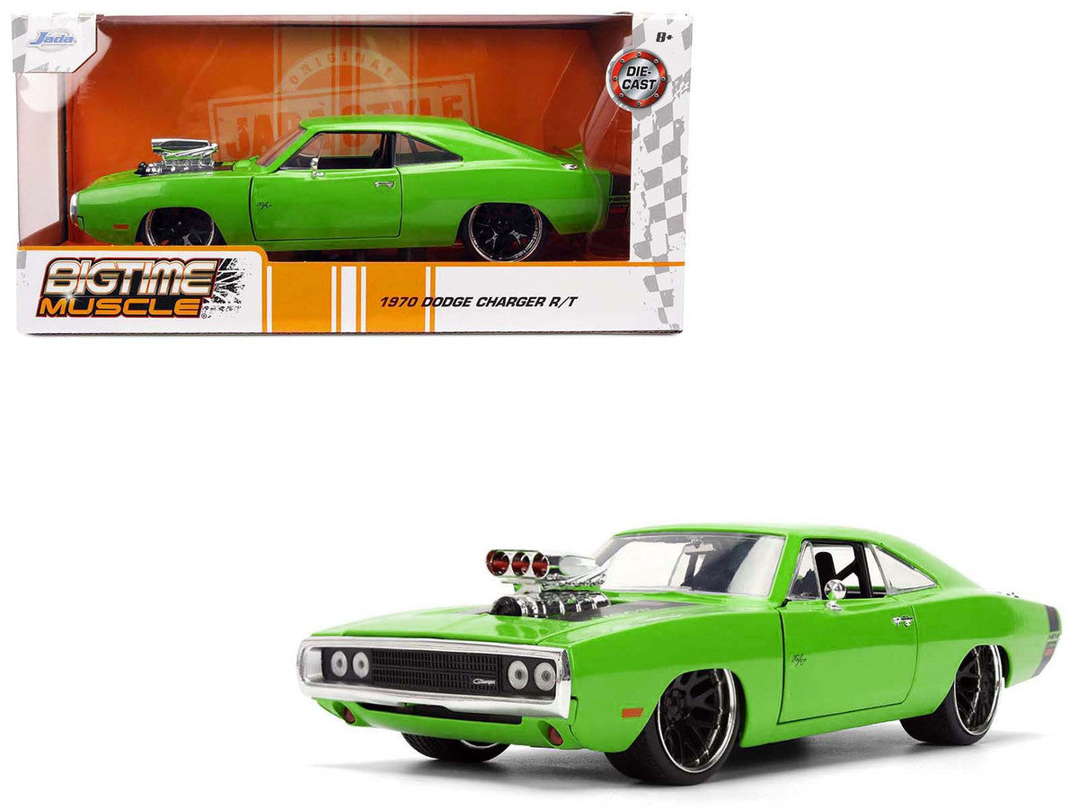 1970 Dodge Charger R/T Bright Green with Black Tail Stripe "Bigtime Muscle" Series 1/24 Diecast Model Car by Jada LuxuryLifeWay Online Store