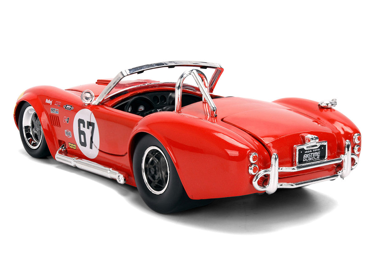 1965 Shelby Cobra 427 S/C #67 Red with Yellow Stripe "Bigtime Muscle" Series 1/24 Diecast Model Car by Jada LuxuryLifeWay Online Store