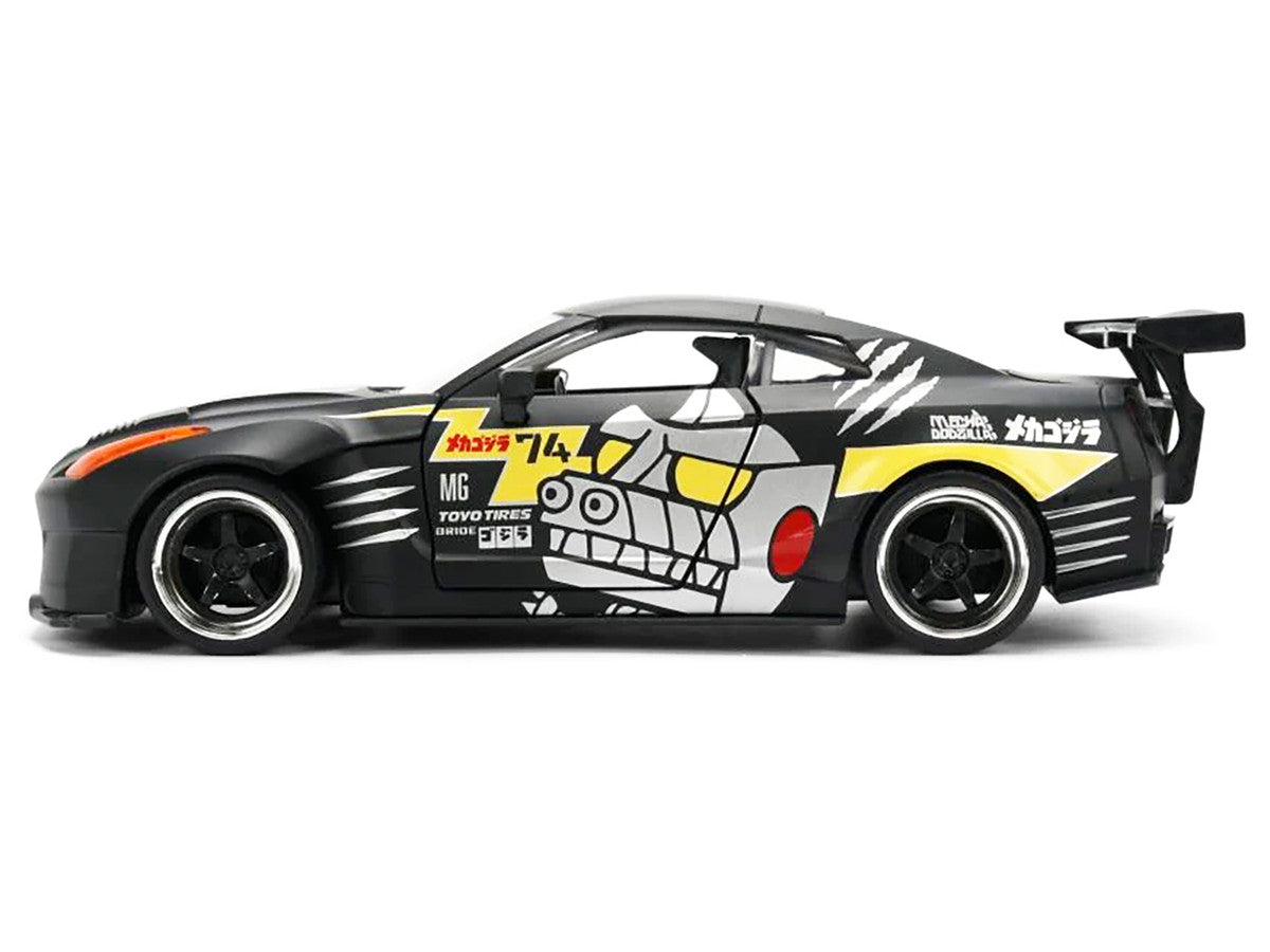 2009 Nissan GT-R (R35) Ben Sopra Matt Black with "Mechagodzilla" Graphics "Hollywood Rides" Series 1/24 Diecast Model Car by Jada LuxuryLifeWay Online Store