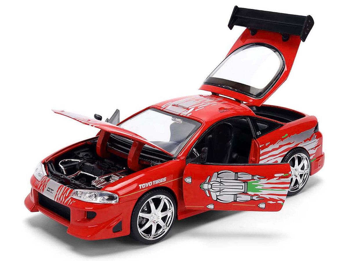 Brian's Mitsubishi Eclipse Red with Graphics Remix "The Fast and The Furious" (2001) Movie "Fast & Furious" Series 1/24 Diecast Model Car by Jada LuxuryLifeWay Online Store