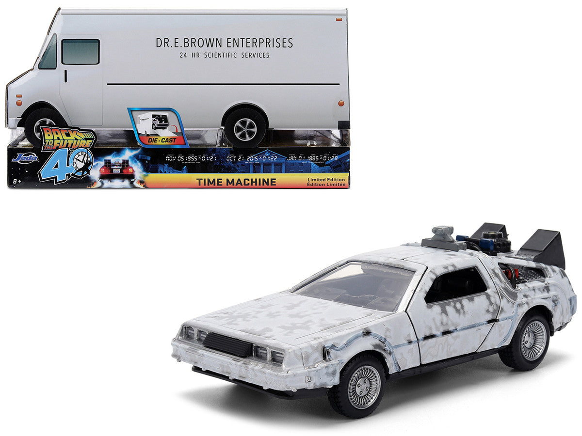 DMC DeLorean Time Machine Brushed Metal (Frost Version) "Back to the Future" (1985) Movie "40th Anniversary" Special Packaging "Hollywood Rides" Series 1/32 Diecast Model Car by Jada LuxuryLifeWay Online Store