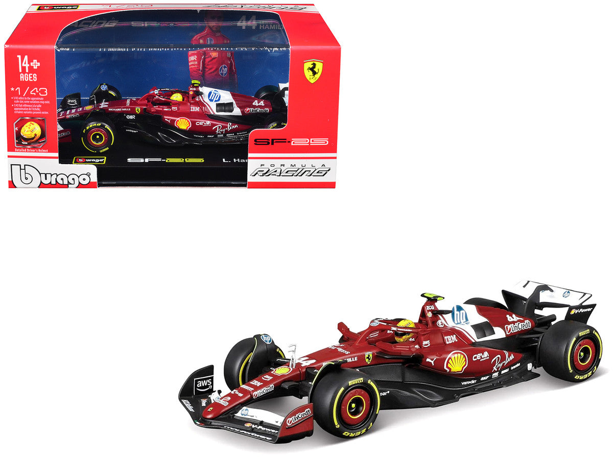 Ferrari SF-25 #44 Lewis Hamilton Formula One F1 "World Championship" (2025) with Display Case 1/43 Diecast Model Car by Bburago LuxuryLifeWay Online Store