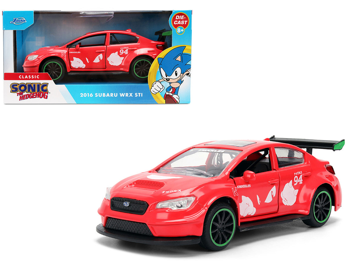 2016 Subaru WRX STI Red with "Knuckles" Graphics "Sonic the Hedgehog" (1991) Video Game "Hollywood Rides" Series 1/32 Diecast Model Car by Jada LuxuryLifeWay Online Store