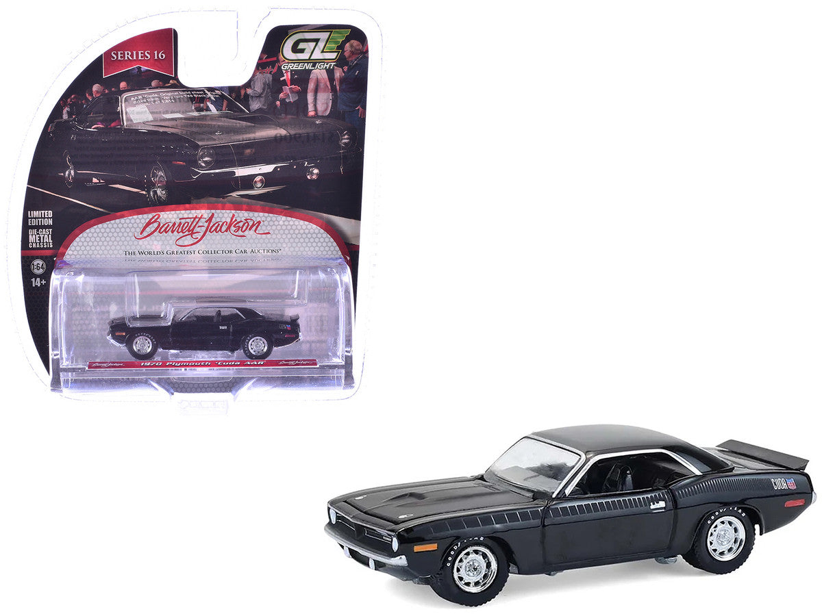 1970 Plymouth 'Cuda AAR Black with Gray Stripes "Barrett-Jackson" Series 16 1/64 Diecast Model Car by Greenlight LuxuryLifeWay Online Store
