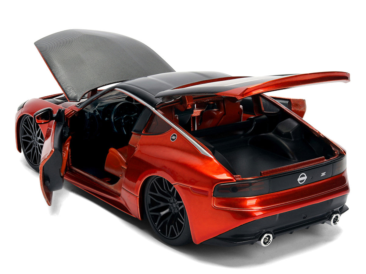 2023 Nissan Z Orange Metallic with Carbon Hood and Black Top "JDM Tuners" Series 1/24 Diecast Model Car by Jada LuxuryLifeWay Online Store