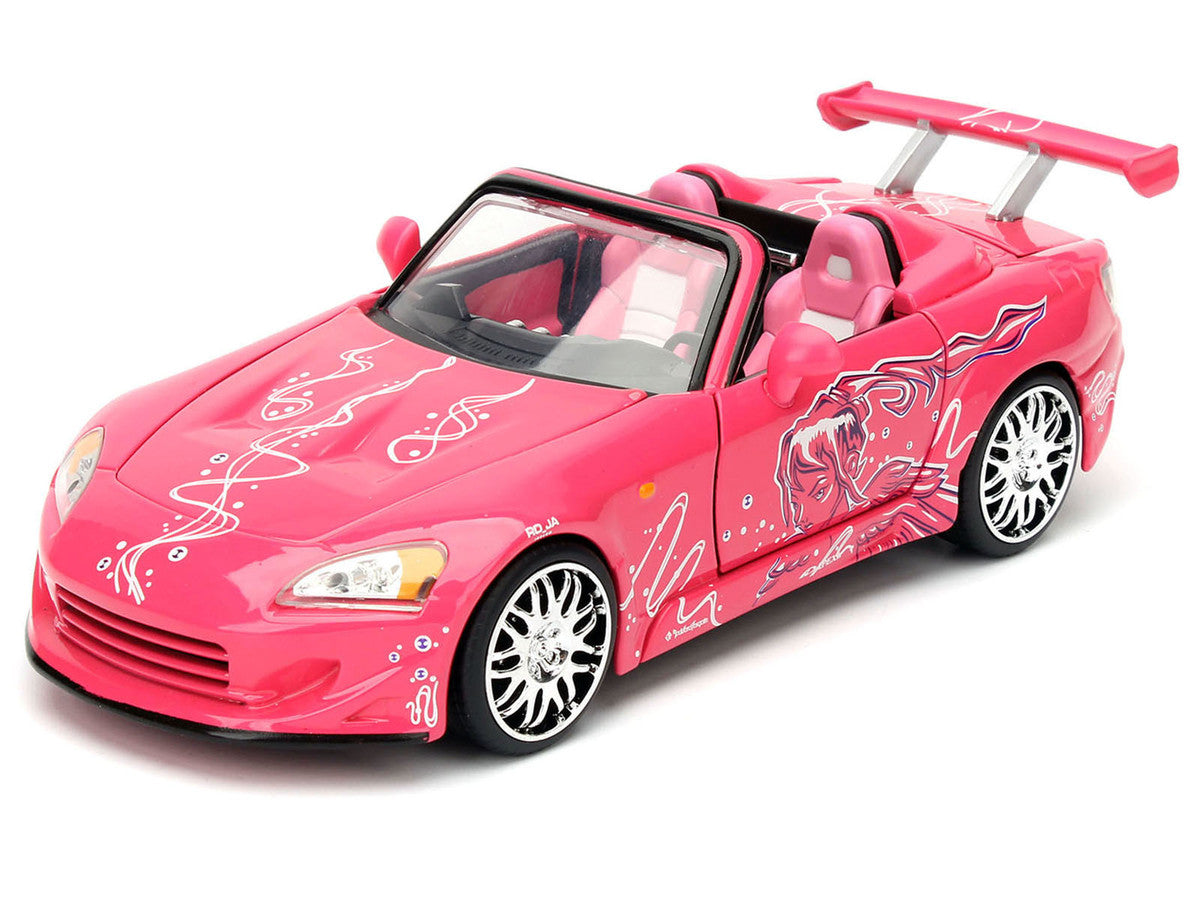 Brian's Nissan Skyline GT-R (R34) Silver Metallic with Blue Stripes and Suki's Honda S2000 Pink with Graphics Set of 2 Cars "Fast & Furious 25th Anniversary" "Fast & Furious" Series 1/24 Diecast Model Cars by Jada LuxuryLifeWay Online Store