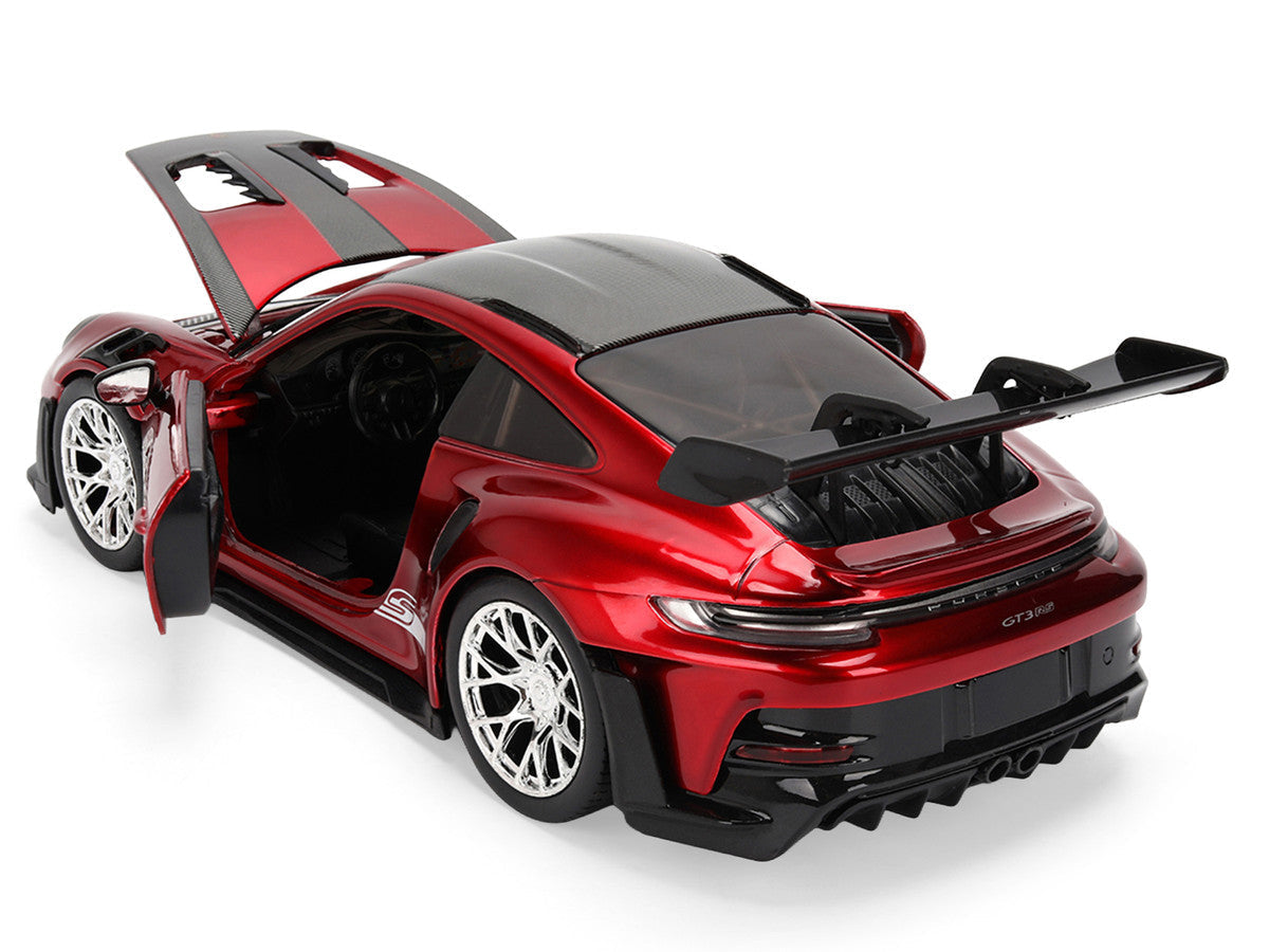 Porsche 911 (992) GT3 RS Red Chrome with Carbon Top and Hood Stripes "Hyper-Spec" Series 1/24 Diecast Model Car by Jada LuxuryLifeWay Online Store