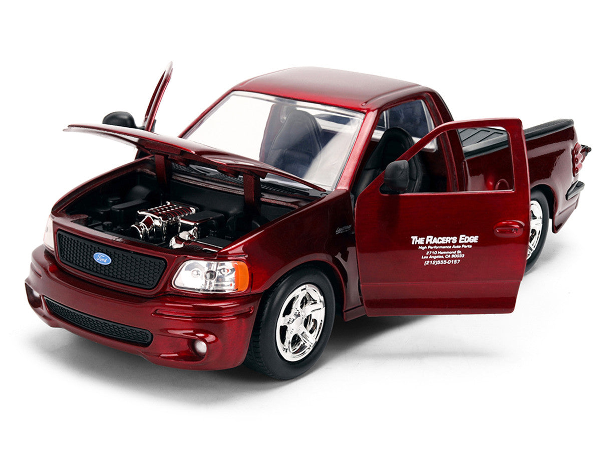 Ford F-150 SVT Lightning Pickup Truck Red Color Brush Finish "The Fast and the Furious" (2001) Movie "25 Years of Fast & Furious" Series 1/24 Diecast Model Car by Jada LuxuryLifeWay Online Store