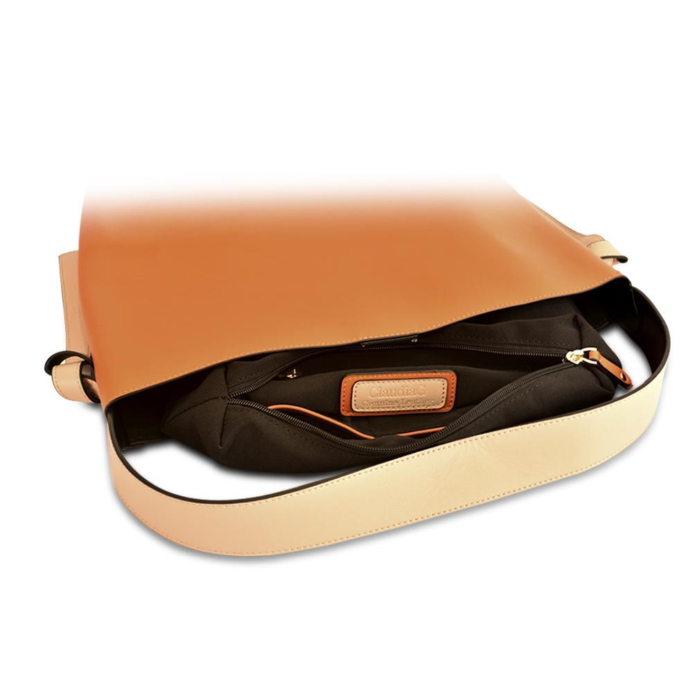 Versa Leather Tote -Orange/Black LadyShow.Store