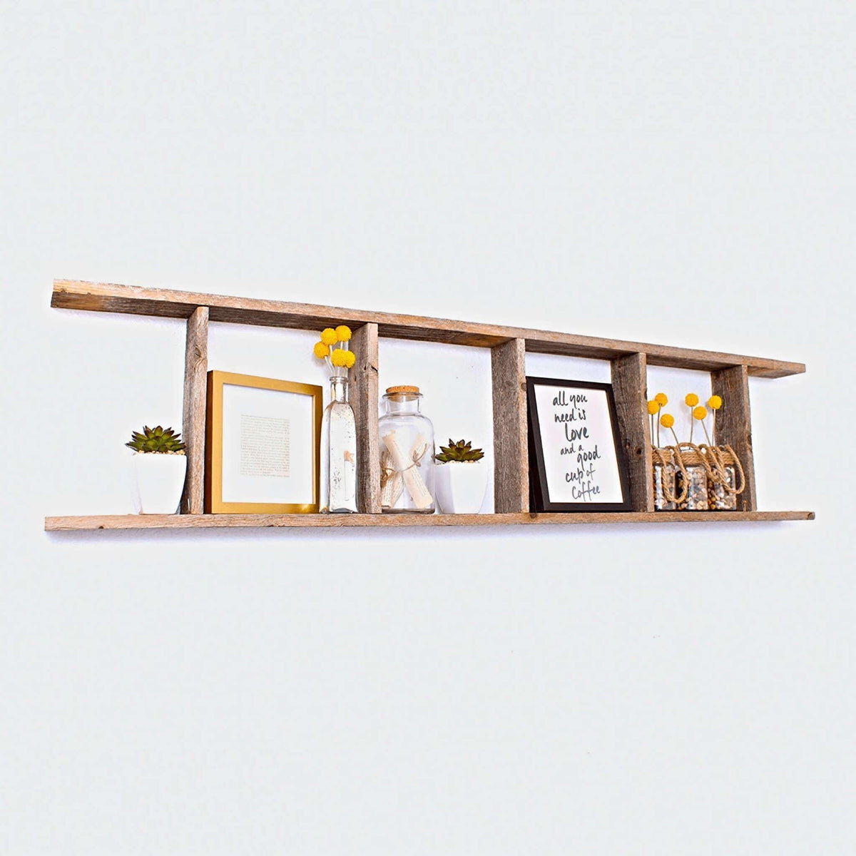 4 Step Rustic Weathered Grey Wood Ladder Shelf LuxuryLifeWay Online Store