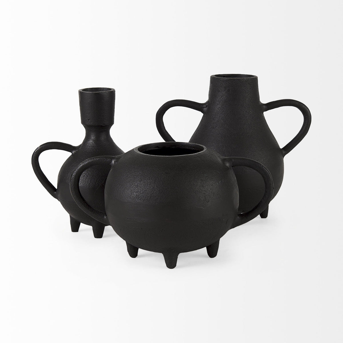 Black Matte Metal Two Handle Vase LuxuryLifeWay Online Store