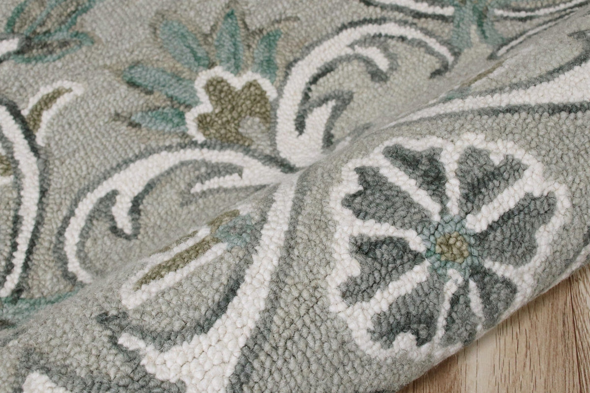 4' Round Gray and White Filigree Area Rug LuxuryLifeWay Online Store